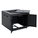 30inch Square Steel Fire Pit Table, in Black,40000BTU by HouseOfZazla