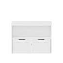 Book Organizer With Large Drawers And Open Shelves, Toy Storage Cabinet With Removable Wheels And Rounded Edges - White