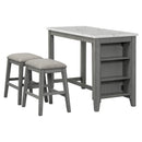5-piece Counter Height Dining Table Set with Built-in Storage Shelves,Grey(OLD SKU W504S00143)