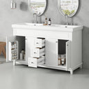 60" Bathroom Vanity with Resin Double Sinks, 3 Drawers & 4 Doors