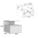 Floating Nightstand Wall Mounted With Single Drawer And 2 Tier Shelf - White by HouseOfZazla