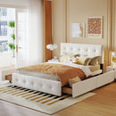 Upholstered Platform Bed With Classic Headboard And Drawers, No Box Spring Needed by HouseOfZazla