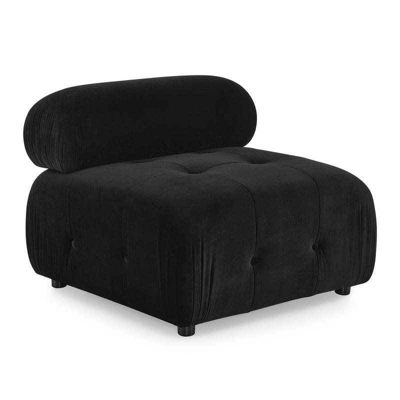 Walker Edison | Black Velvet Cloud Modular Sectional Couch w Ottoman