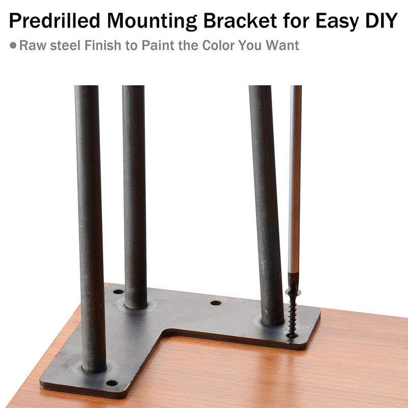 Yescom Hairpin Legs Metal 28 Inch w/ Feet Set of 4, Raw Steel