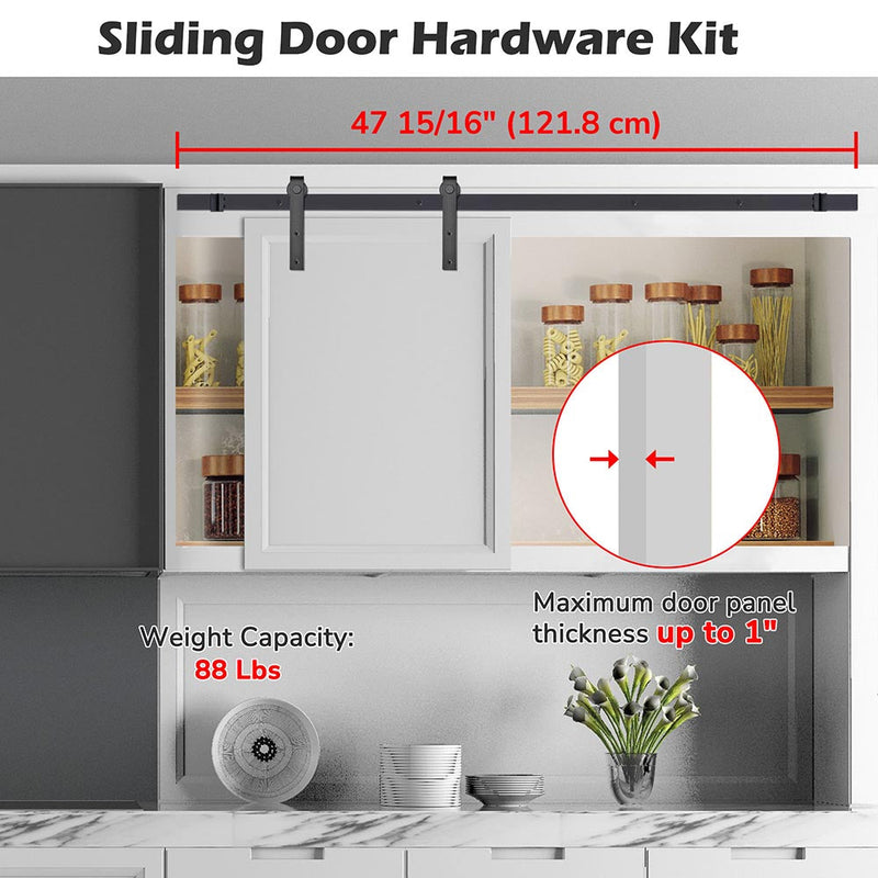 Yescom 4 ft Mini Sliding Barn Door Hardware 4-Rollers Track Kit