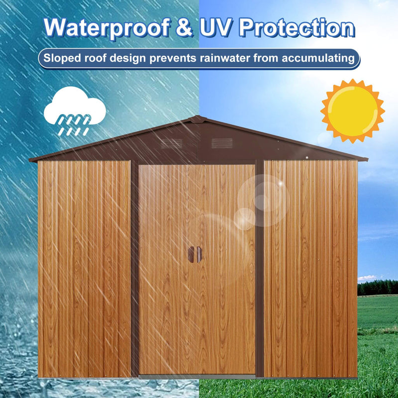 [06X08FT] Alora Premium Outdoor Metal Storage Shed With Metal Floor Frame (SAK95204)