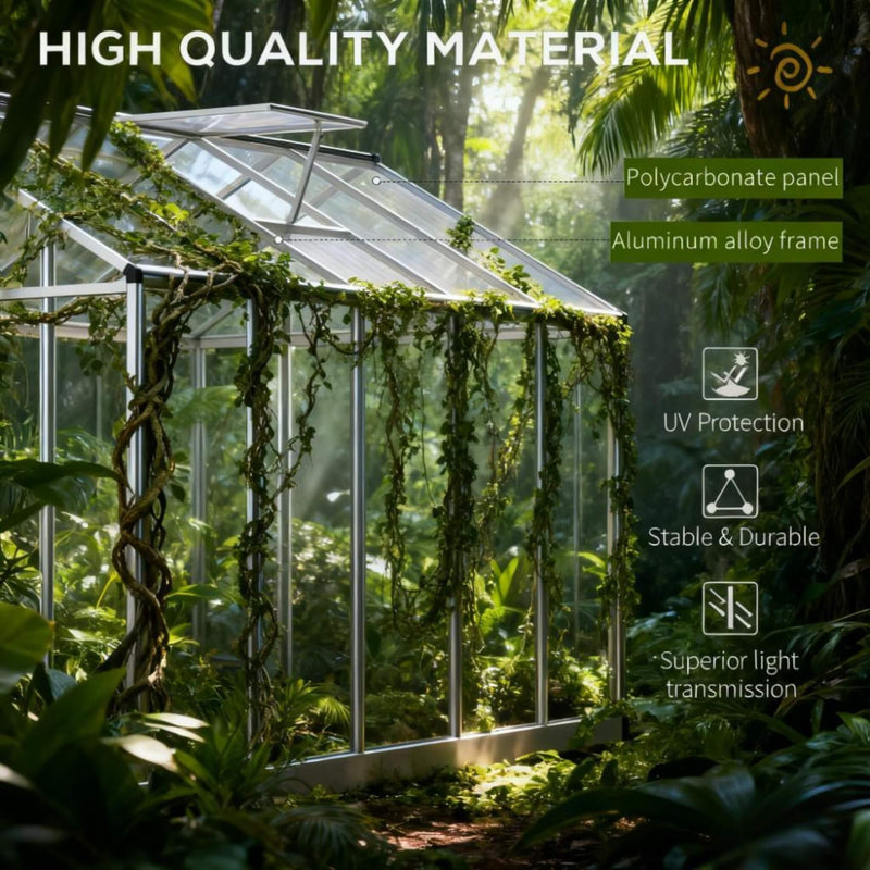 [06X10FT] Alora Large Walk-In Backyard Greenhouse W/ Rainwater Collection System And Roof Vent (SAK93581)