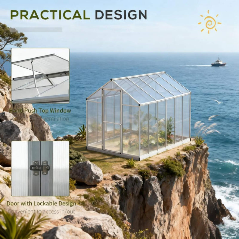 [06X10FT] Alora Large Walk-In Backyard Greenhouse W/ Rainwater Collection System And Roof Vent (SAK93581)