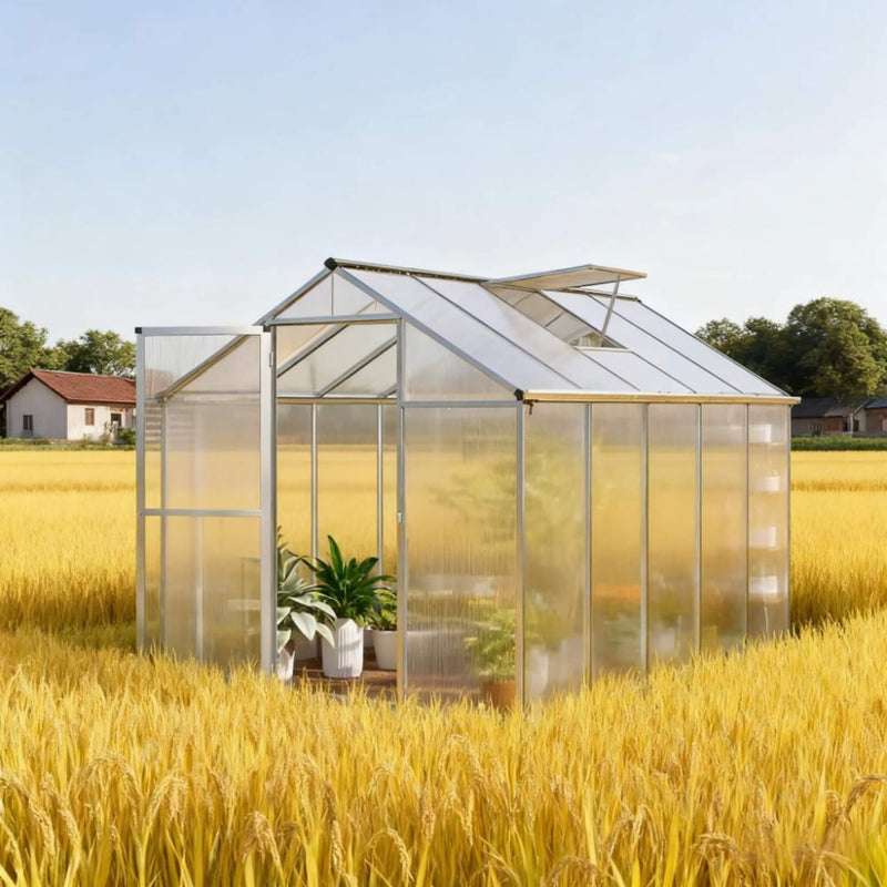 [06X10FT] Alora Large Walk-In Backyard Greenhouse W/ Rainwater Collection System And Roof Vent (SAK93581)