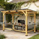[06X13FT] Alora Premium Outdoor Hardtop Wooden BBQ Grill Gazebo (SAK97420)
