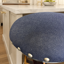 Whiskey & Wine Barrel Stool — Memory Foam, Dark Navy Blue Upholstery