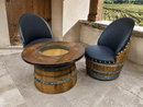 Whiskey & Wine Barrel Half-Barrel Table Set — 2 Chairs