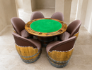 Whiskey & Wine Barrel Lounge Chair — Hidden Storage, Memory Foam, Checkered Brown Upholstery (Limited)