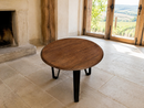 Whiskey & Wine Barrel Steel-Leg Center Table — Reclaimed Oak Top