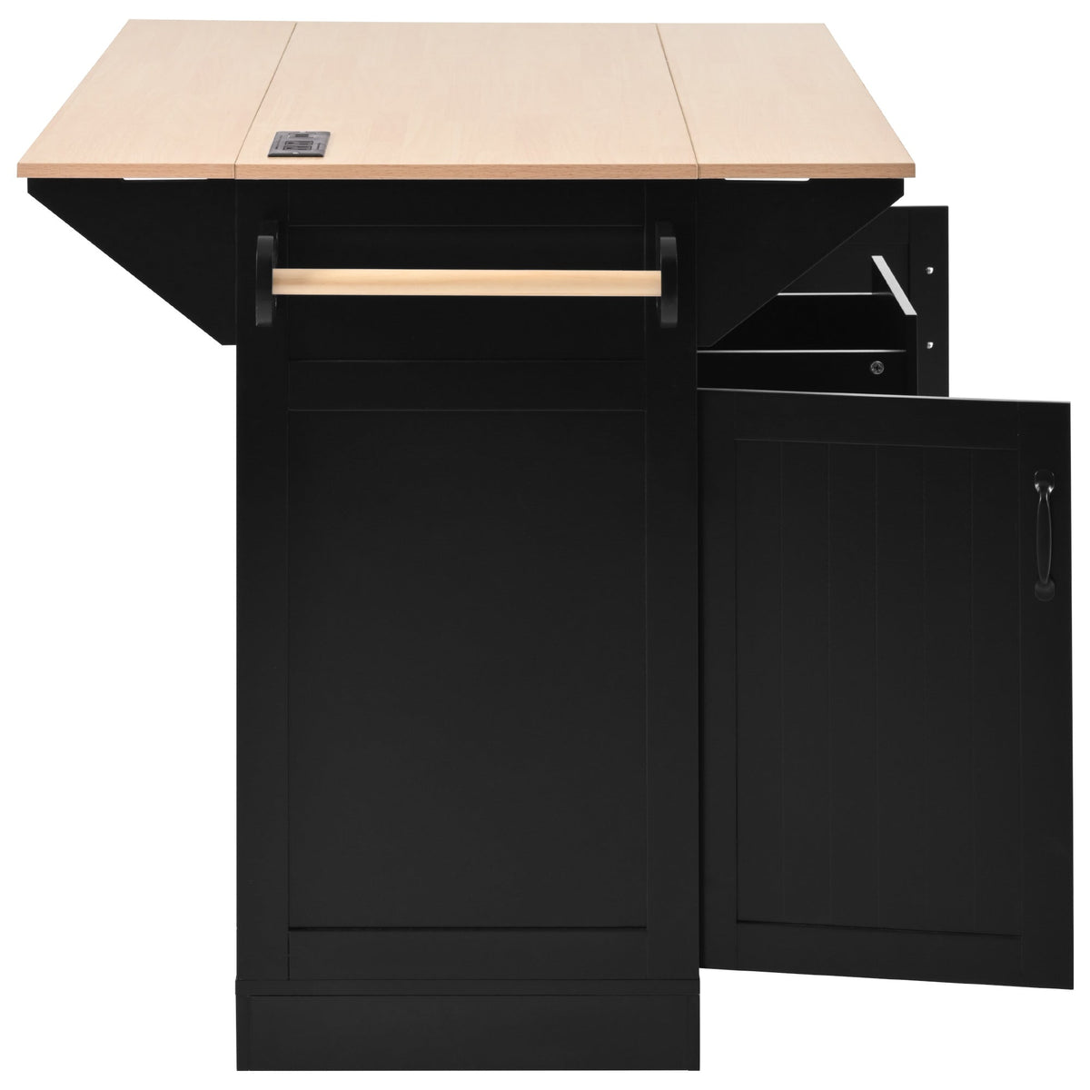K&K 55.7'' Large Kitchen Island with 2 Drop Leaf, photo 7 of 10