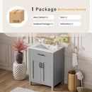 Bathroom Vanity With Ceramic Sink, Soft Close Doors, Flip Drawer, Double Layer Door Shelves by HouseOfZazla