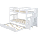 Stairway Bunk Bed With Storage And Guard Rail For Bedroom by Unique Piece Furniture