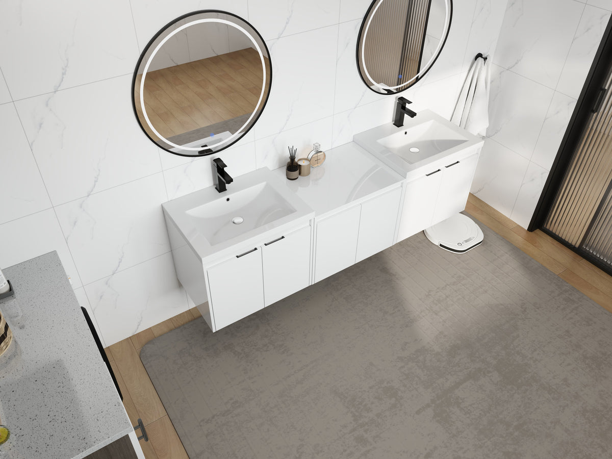 72" Bathroom Vanity With Resin Sink, Soft Close Doors and 1-Side Cabinet, photo 7 of 10