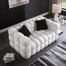 62.2length, 35.83" deepth, human body structure for USA people, marshmallow sofa,boucle sofa, White color,3 seater
