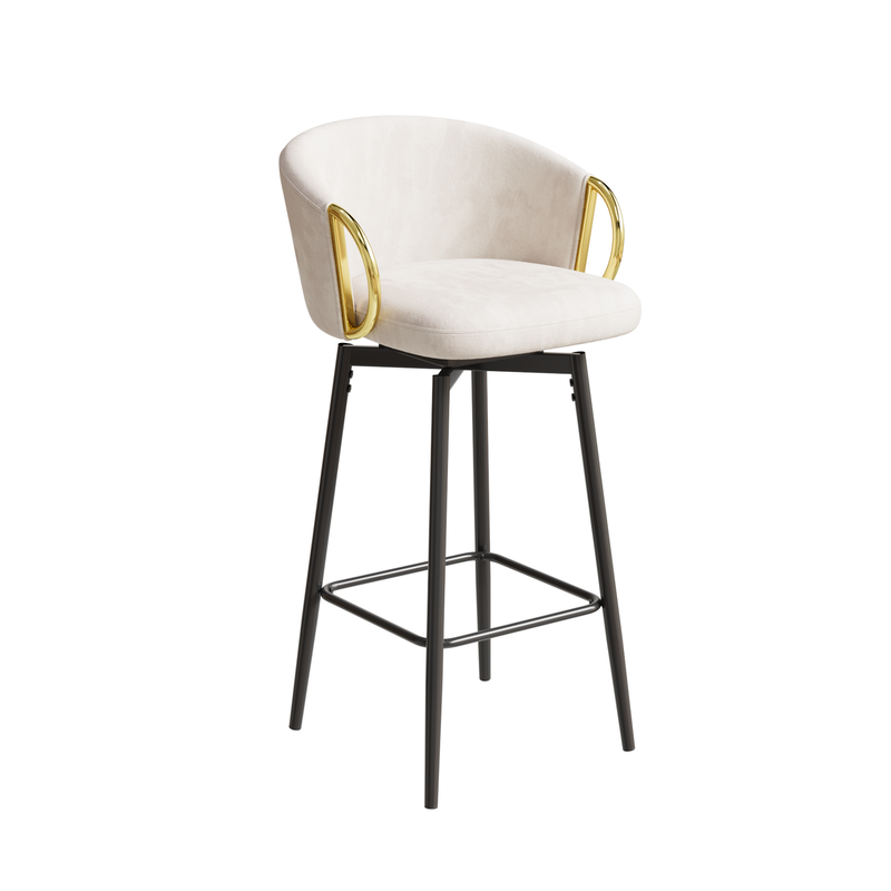 30 inch Dining Chairs Set of 4 Modern style 360°Swivel Bar Chairs with simple design, comfortable high stools, and flexible dining chairs suitable for bars, restaurants,Velvet Bar Chair Beige