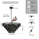 24' Rustic 5-Tier Black Hemp Rope Pendant Light Chandelier