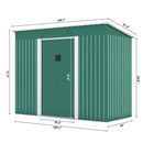 4.2 x 9.1 Ft Outdoor Storage Shed, Metal Tool Shed with Lockable Doors Vents, Utility Garden Shed for Patio Lawn Backyard, Green