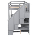 Loft Bed With L Shaped Desk, Drawers, Cabinet, And Storage Staircase by HouseOfZazla