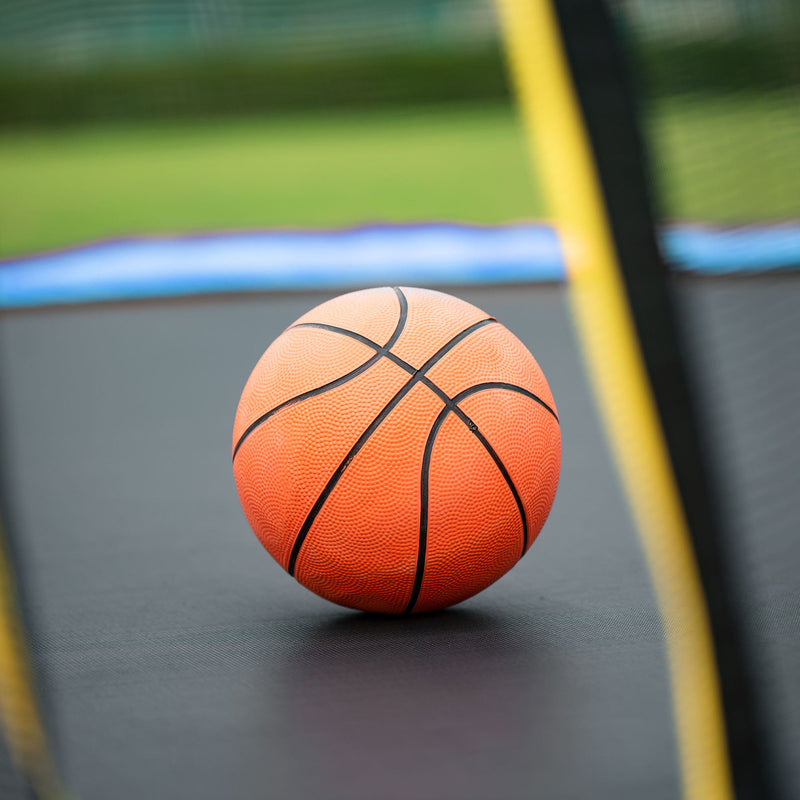 15FT Trampoline with Basketball Hoop Inflator and Ladder (Inner Safety Enclosure) Blue