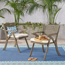 Helen Outdoor Acacia Wood Dining Chair Set of 2 - Gray / Creme