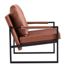 2-piece set of sofa chairs. PU leather armchair Modern metal frame upholstered armchair Super thick upholstered backrest and cushion Living room sofa chair (brown PU leather+metal frame+foam) SF-008