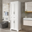 Freestanding Bathroom Vanity, Elegant Design With 4 Doors & 1 Drawer, Adjustable Shelves, Damping Hinges - White by HouseOfZazla