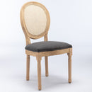 French Style Solid Wood Frame Antique Painting Fabric Rattan Back Dining Chair (Set of 2) by HouseOfZazla