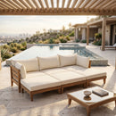 TOPMAX Outdoor Large Daybed Acacia Wood 6-Piece Patio Sofa Set