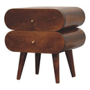 Solid Wood Bubble Chestnut Nightstand, 2-Drawer, Nordic Legs