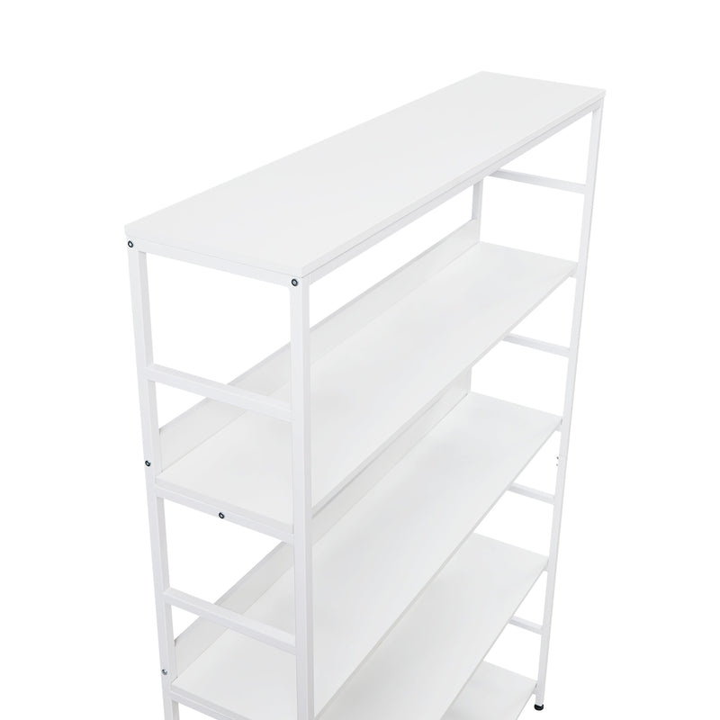 5-Tier Home Office Bookcase Open Bookshelf Storage Large 5 Shelf Bookshelf Furniture with Metal Frame, White