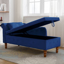 Chaise Lounge Indoor, Lounge Chair For Bedroom With Storage & Pillow, Modern Upholstered Rolled Arm Chase Lounge For Sleeping With Nailhead Trim For Living Room Bedroom Office by HouseOfZazla