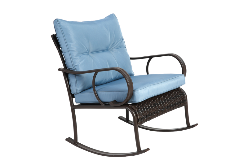 3 Pieces Patio Furniture Set Rocking Bistro Set Outdoor Rattan Conversation with Coffee Table for Garden Balcony Backyard Poolside