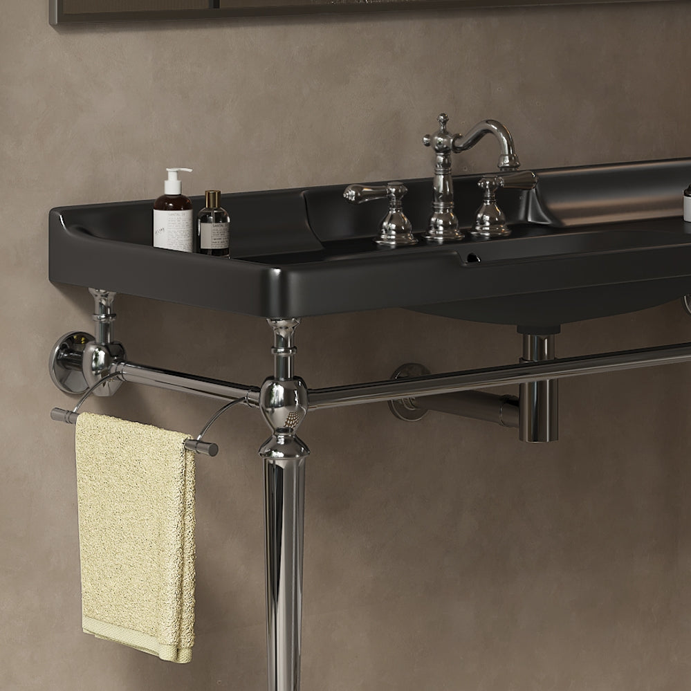 VICI 48" Bathroom Ceramic Basin with 3 Pre-Drilled Holes, photo 3 of 10