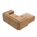 Modern Stylish Camel Chenille 2-Seater Sofa with Ottoman Storage and Cylindrical Backrest