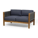 Charlotte Outdoor And Rope 4 Seater Chat Set With Cushions - Teak by HouseOfZazla