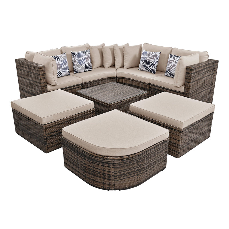 Walker Edison | Wicker 8-piece Outdoor Lounger Sofa Set