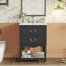 Wave Design Bathroom Vanity With Sink, 2 Drawers And Open Shelf by Unique Piece Furniture