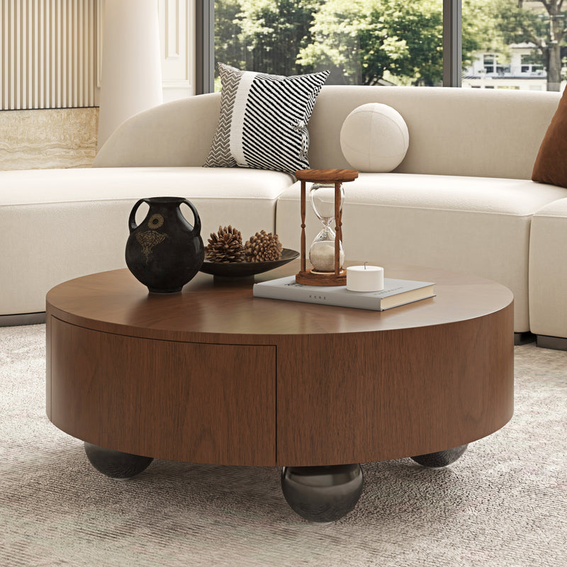 35.43 Inch Drum Shaped Round Coffee Table, photo 2 of 10
