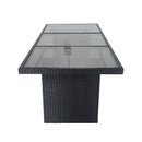 7 Piece Outdoor Patio Wicker Dining Set Patio With Adjustable Backrest Black Wicker + Dark Grey Cushion