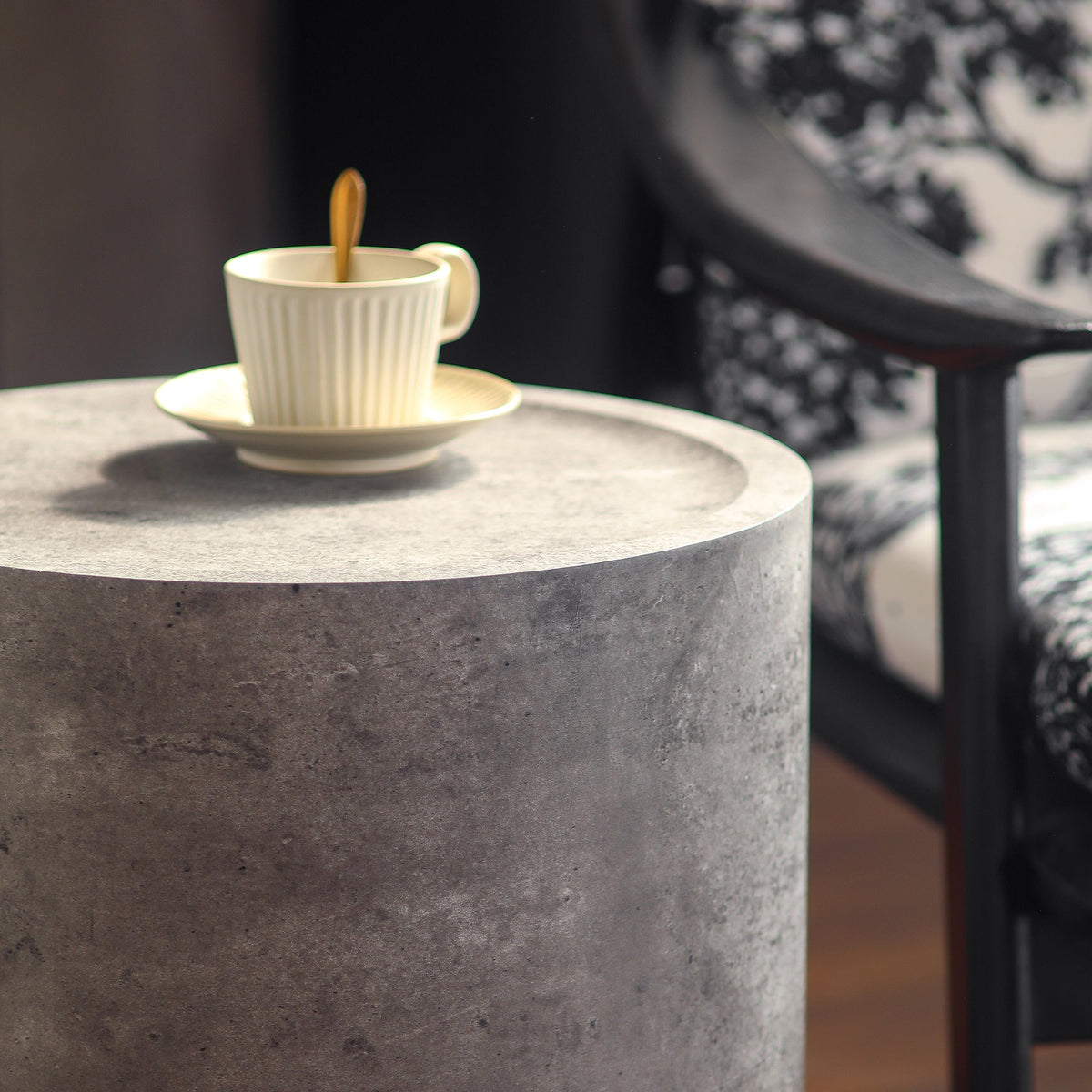 Modern Faux Concrete Round Corner Accent Table, photo 3 of 9