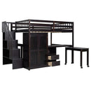 Loft Bed With Stairs, Bookshelf, Drawers, Desk & Wardrobe, Space Saving Multifunctional Furniture by HouseOfZazla
