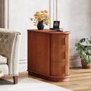 3 Drawer End Table, Semi Oval For Living Classic Accent Furniture - Walnut by HouseOfZazla