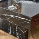 A modern and practical coffee table made of MDF material with black patterns. The fusion of elegance and natural fashion 31.4"x31.4"x12"