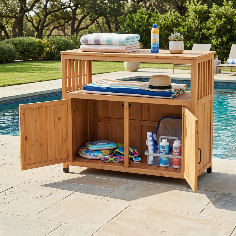 Wooden Patio Bar Table Set with Storage, photo 10 of 10