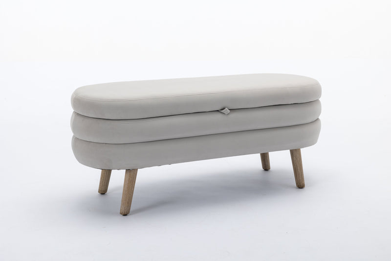 Walker Edison | Grey Velvet Storage Bench